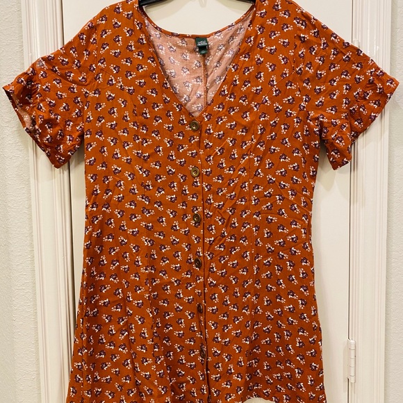 orange button up dress